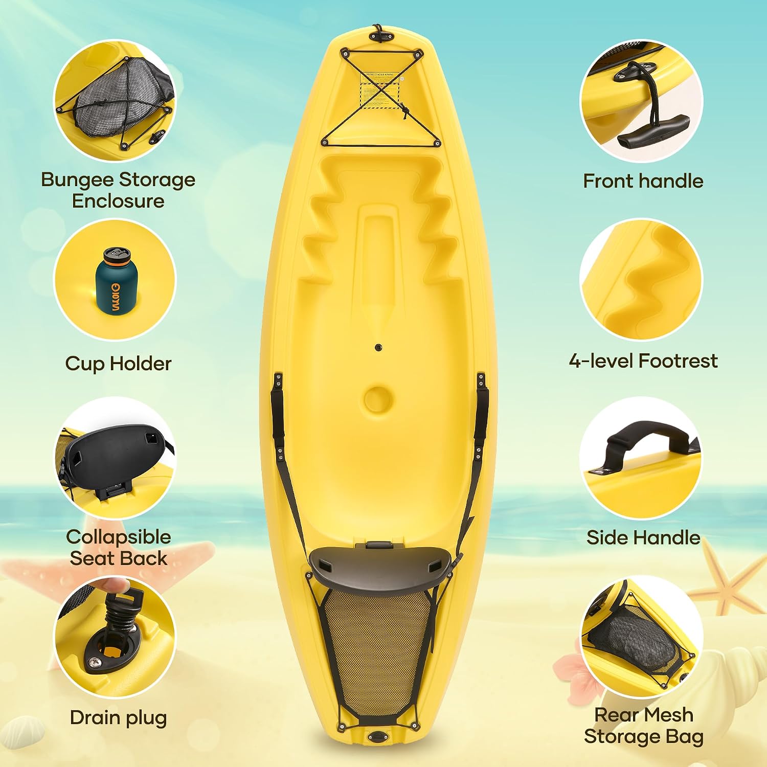 Kajak z wiosłem 6.5 FT, rekrea – Fishing Kayak Sit In recenzja i cena