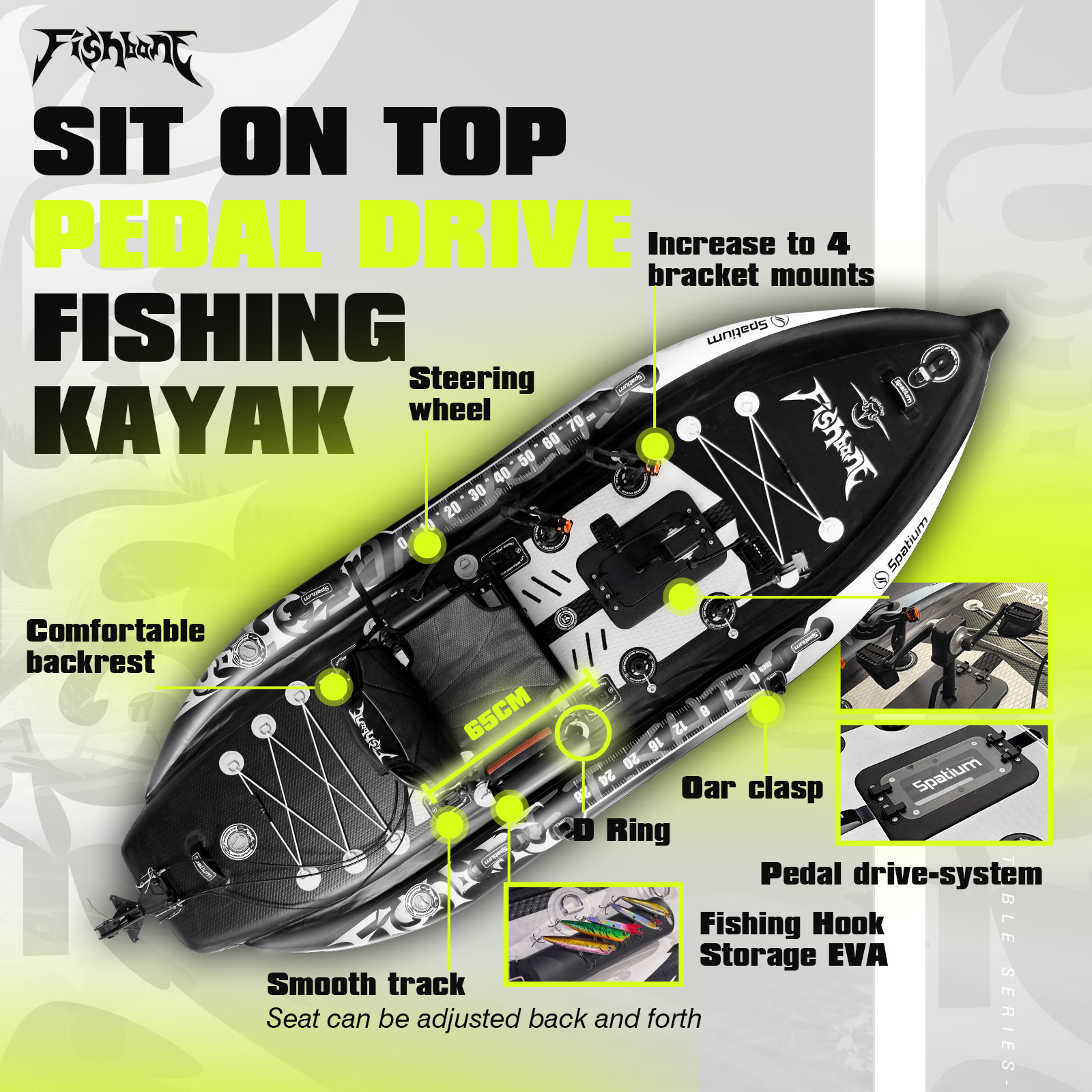 Kajak Spatium z napędem pedało – Fishing Kayak Sit On Top recenzja i cena